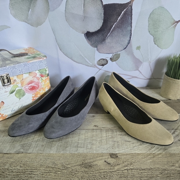 ANGEL STEPS | NWOT Set of 2 Short Heel Shoes in Gray & Tan sz 10M - Picture 1 of 11